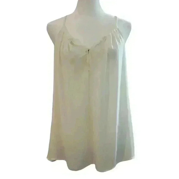 Olivaceous Tops - OLIVACEOUS CREAM POLY TANK TOP HOOK CLOSURE AT LOW V NECK LINE SIZE LARGE